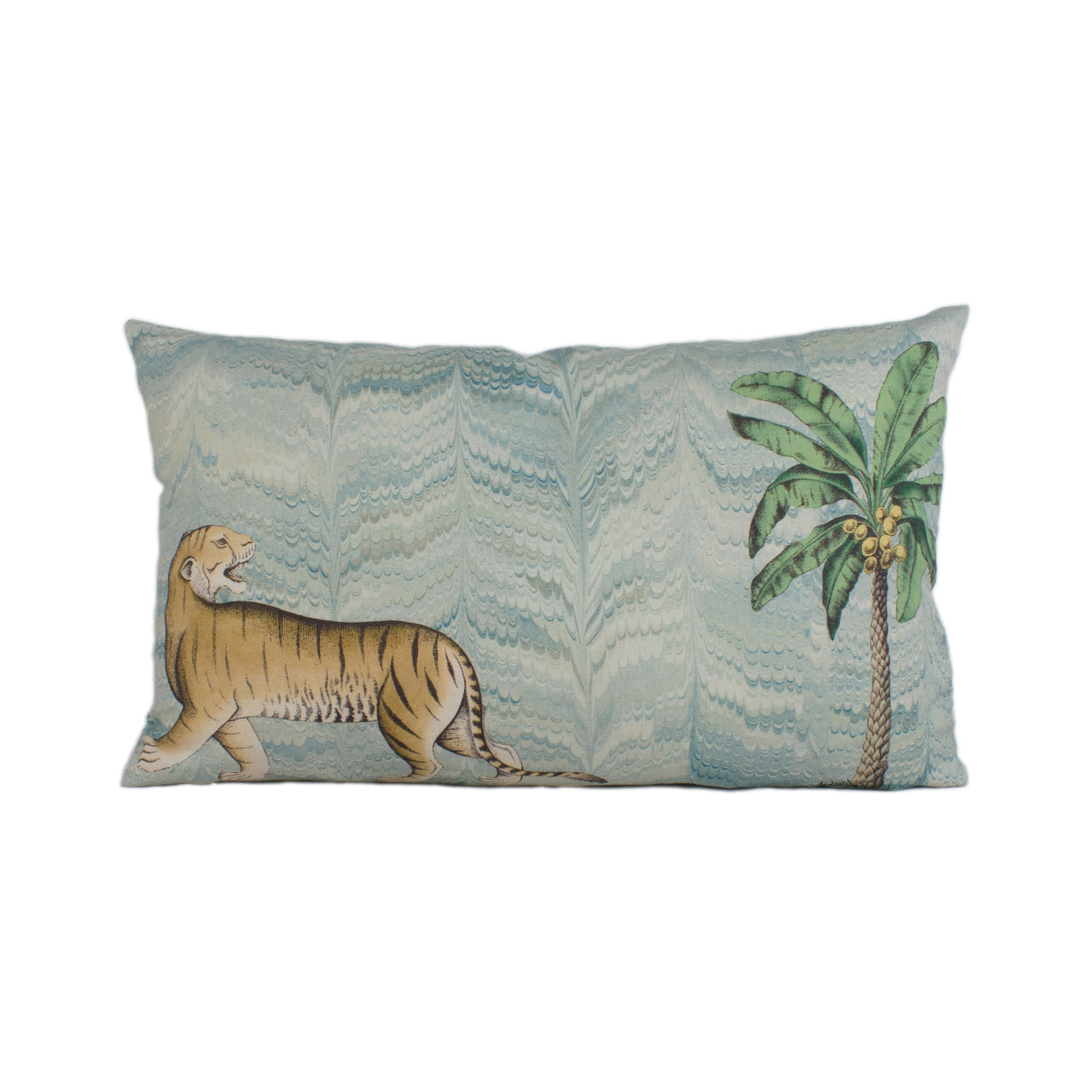 Zoffany - Jaipur - Sky - Mogul Inspired Indian Tiger & Elephant Cushion Cover - Handmade Throw Pillow Designer Home Decor