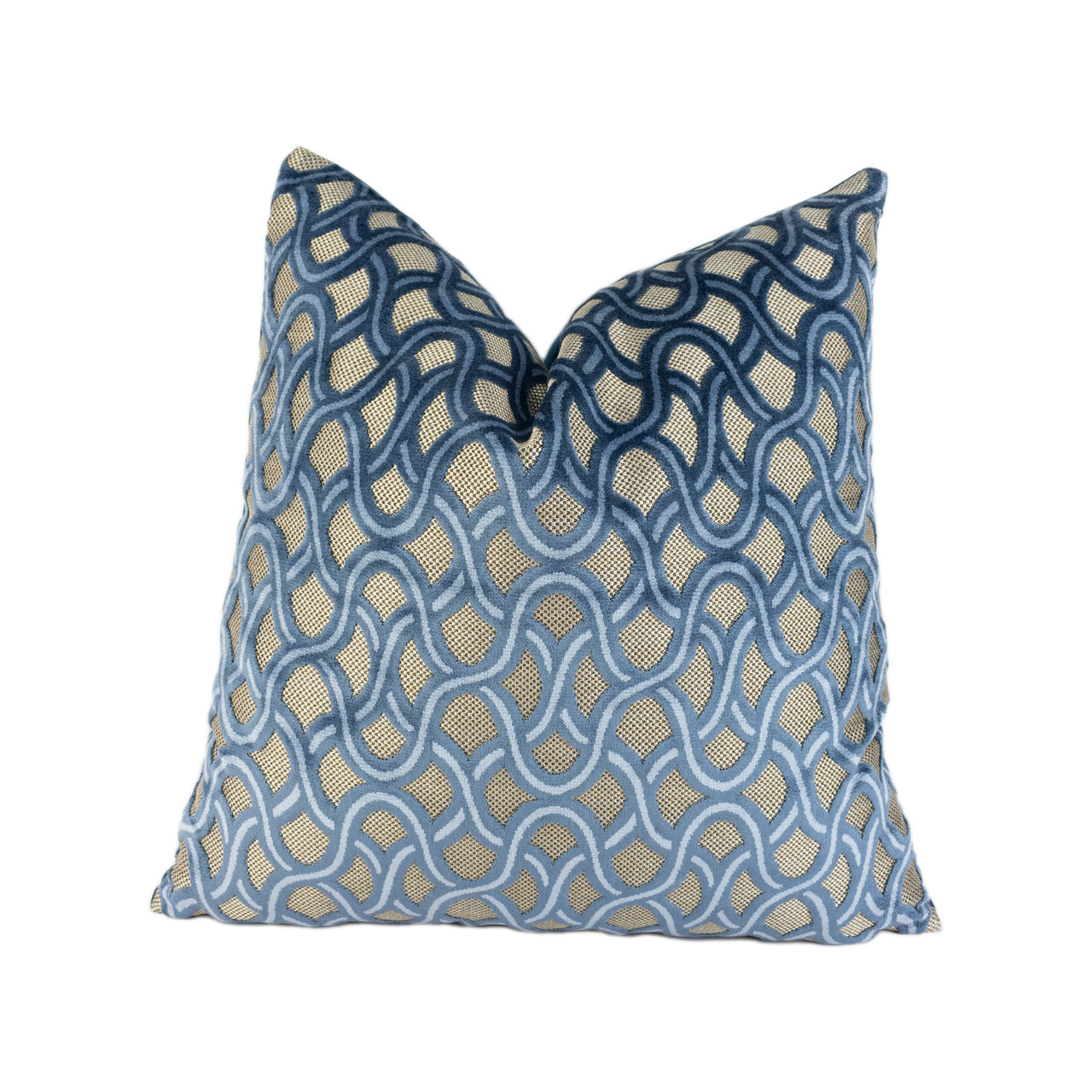 Jane Churchill - Astrid - Blue - Stunning Designer Velvet Cushion Cover Home Décor Throw Pillow