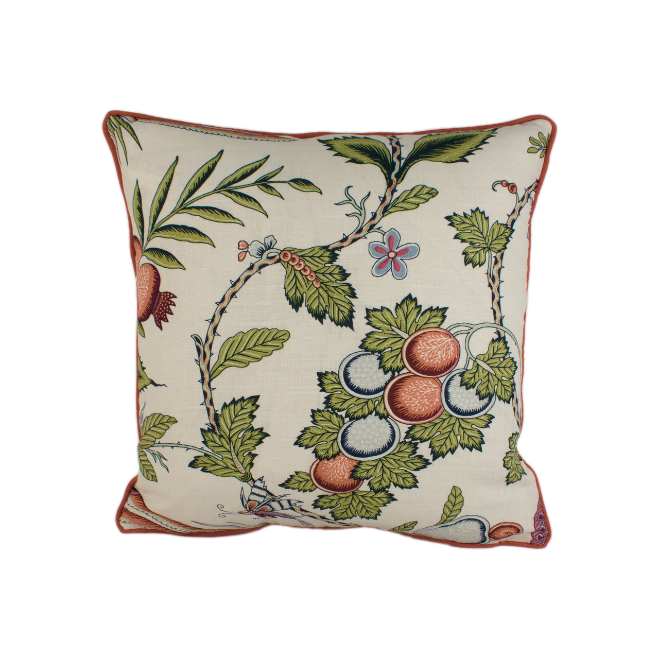 Schumacher - Campagne - Persimmon & Pink - Lush Lively French Floral Designer Cushion Cover - Handmade Throw Pillow - Designer Home Decor