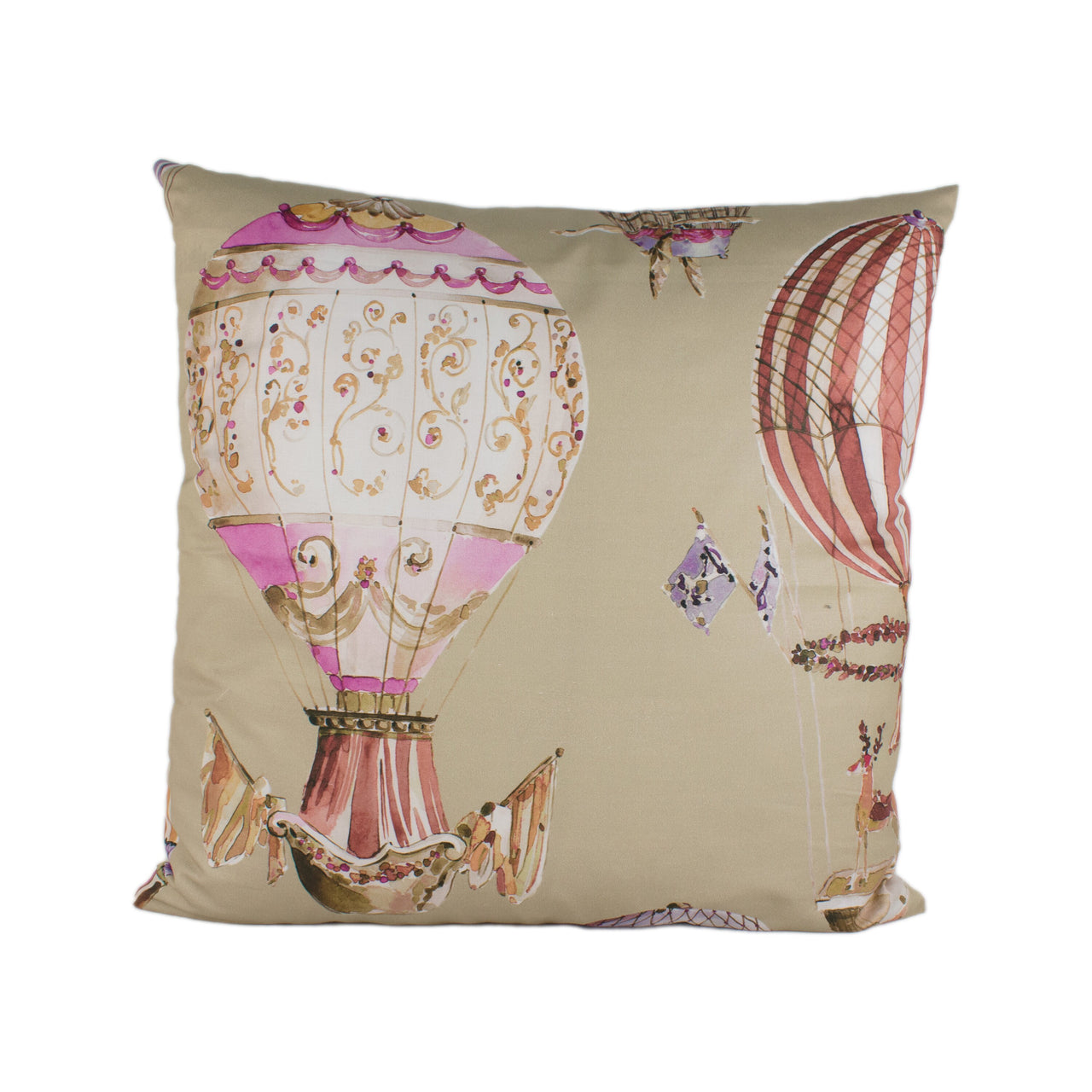 Manuel Canovas - L'Envol - Tomate - Whimsical Hot Air Balloon Designer Cushion Cover - Handmade Throw Pillow - Designer Home Décor