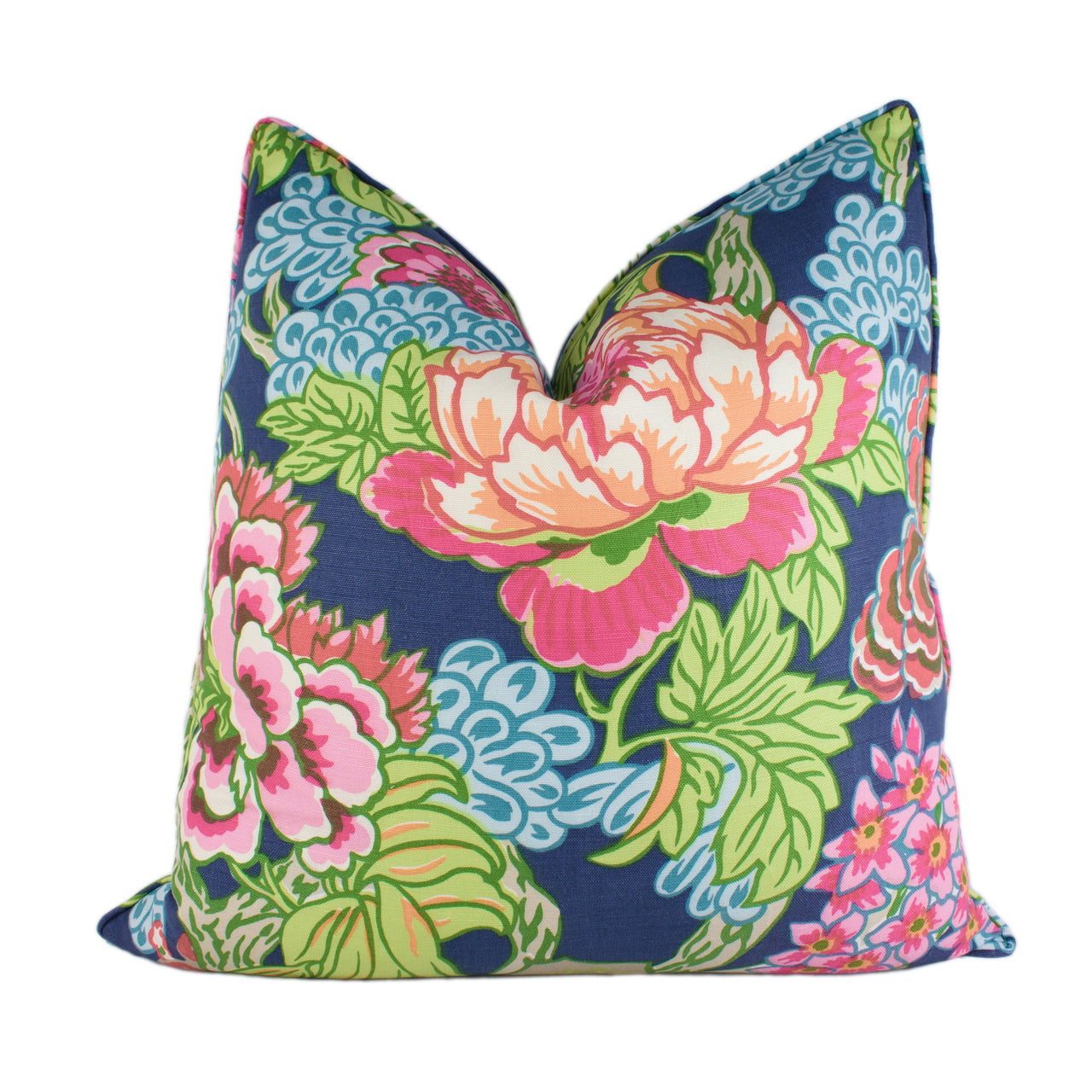 Thibaut - Honshu - Navy - Large Scale Floral Japanese Garden Designer Cushion Cover - Luxury Throw Pillow - Handmade Home Decor