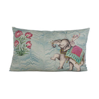 Thumbnail for Zoffany - Jaipur - Sky - Mogul Inspired Indian Tiger & Elephant Cushion Cover - Handmade Throw Pillow Designer Home Decor