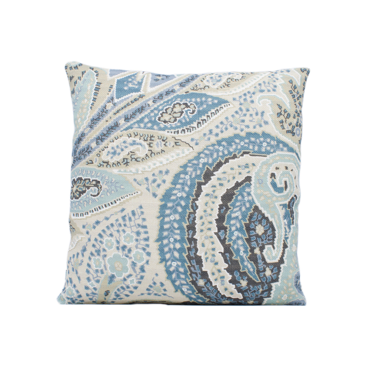 Schumacher - Cambay Paisley Print - Azure - Funky Modern Paisley Designer Cushion Cover - Handmade Throw Pillow Designer Home Decor