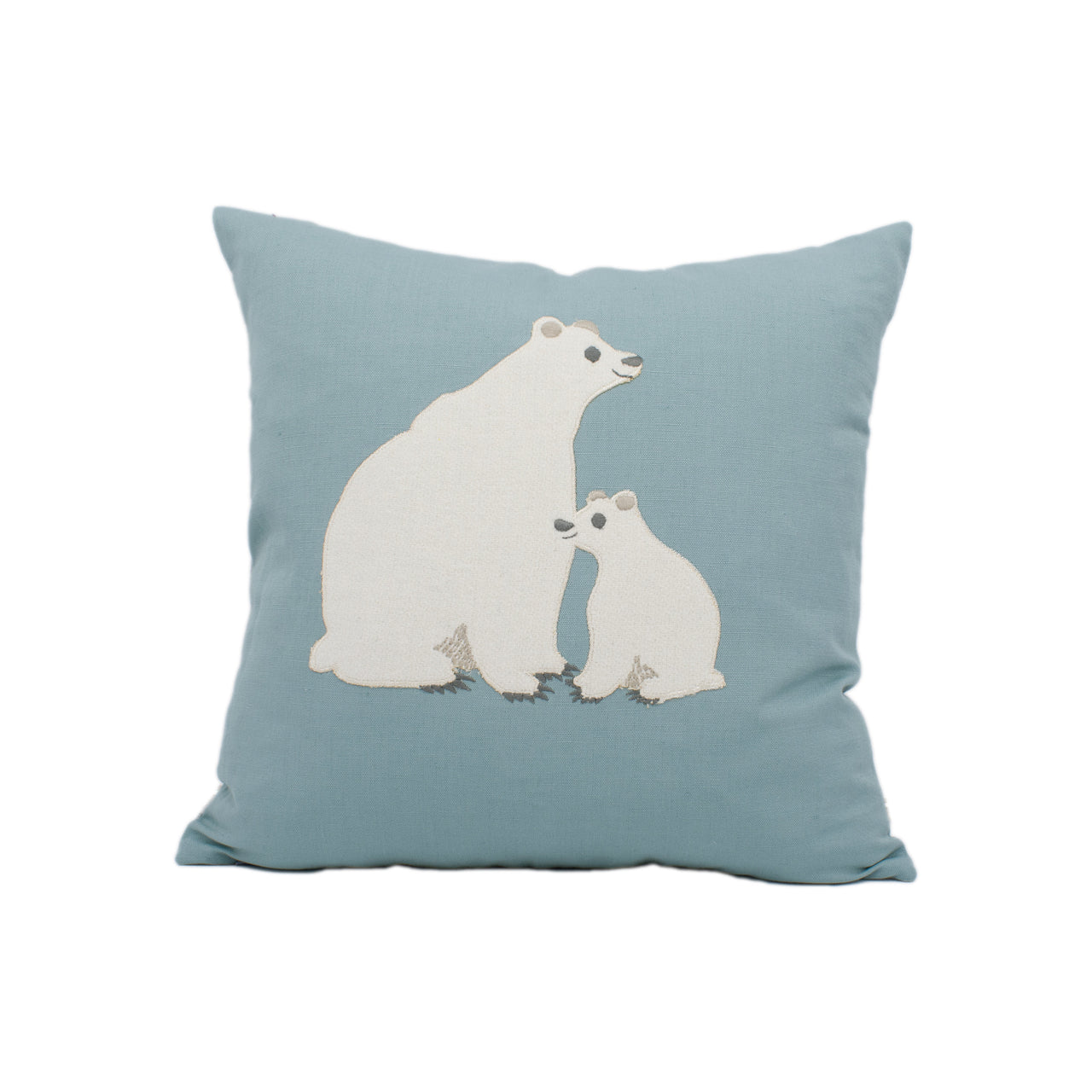 Fran Preston-Gannon for Villa Nova - Bear Hug - Sweet Embroidered & Applique Polar Bear Cushion Cover - Handmade Throw Pillow Home Decor