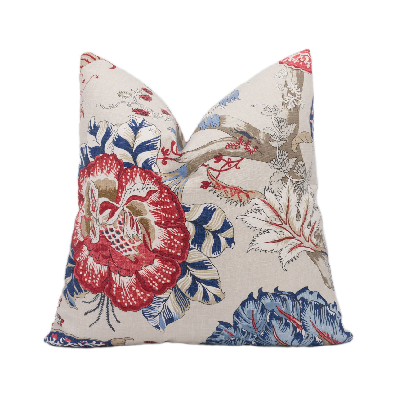 Anna French x Thibaut - Kalamkari - Blue and Red - Stunning Designer Cushion Cover Home Décor Throw Pillow