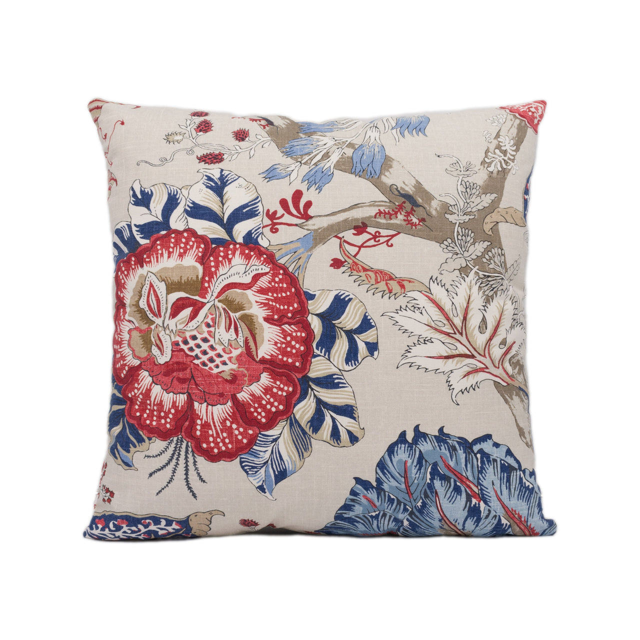 Anna French x Thibaut - Kalamkari - Blue and Red - Stunning Designer Cushion Cover Home Décor Throw Pillow