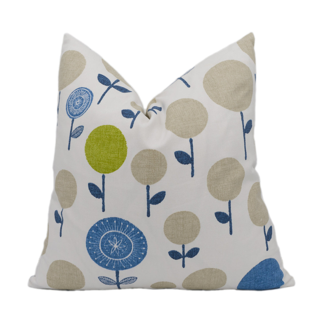 Scion - Lollipop Flower - Chalk / Denim / Lime - Handmade Cushion Cover Throw Pillow Home Décor