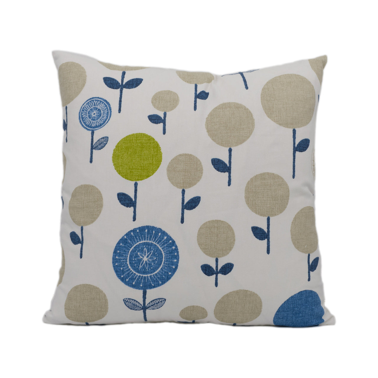 Scion - Lollipop Flower - Chalk / Denim / Lime - Handmade Cushion Cover Throw Pillow Home Décor