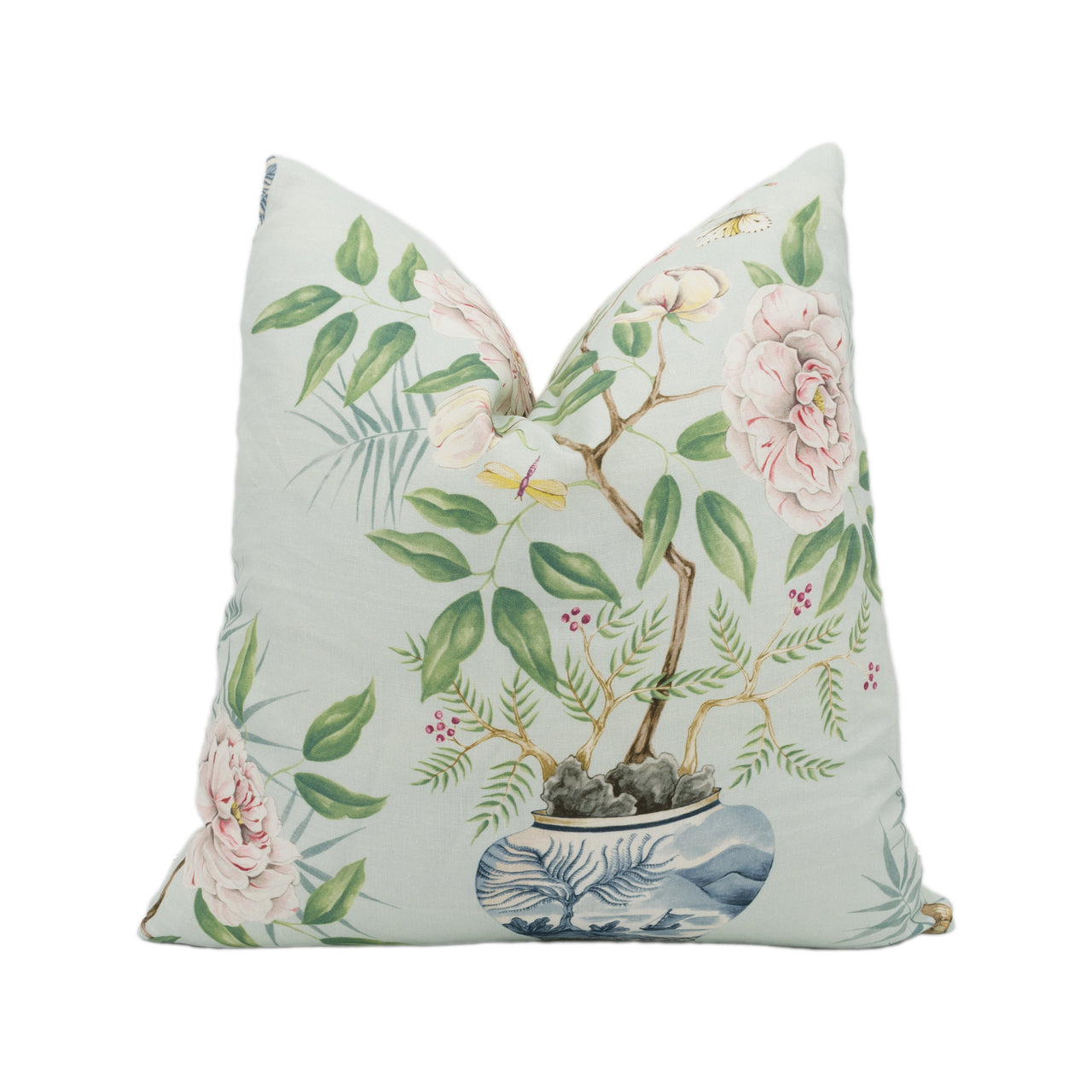 Zoffany - Romey's Garden - Sea Green - Chinese Inspired Flora & Fauna Cushion Cover - Handmade Throw Pillow Designer Home Decor