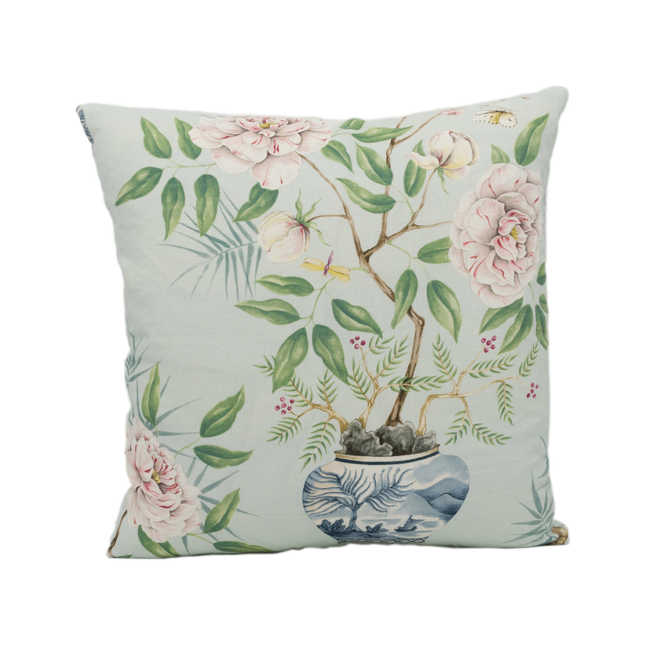 Zoffany - Romey's Garden - Sea Green - Chinese Inspired Flora & Fauna Cushion Cover - Handmade Throw Pillow Designer Home Decor