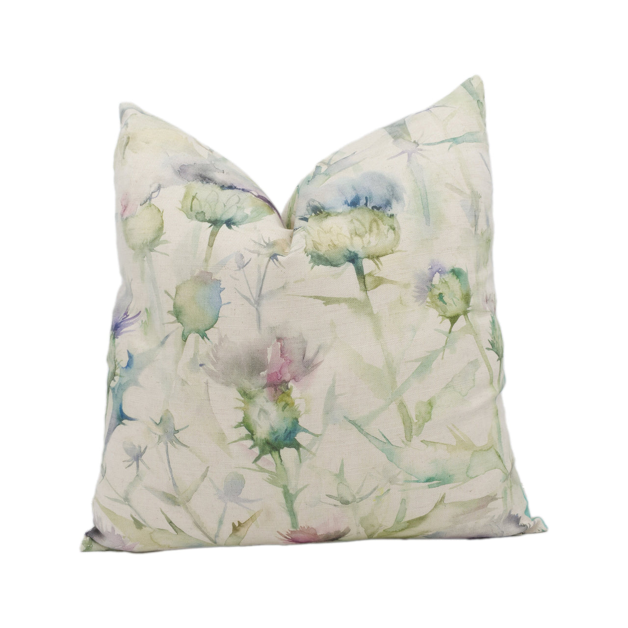 Voyage - Botanicus - Violet - Dreamy Watercolour Thistle Cushion Cover - Handmade Throw Pillow Designer Home Decor