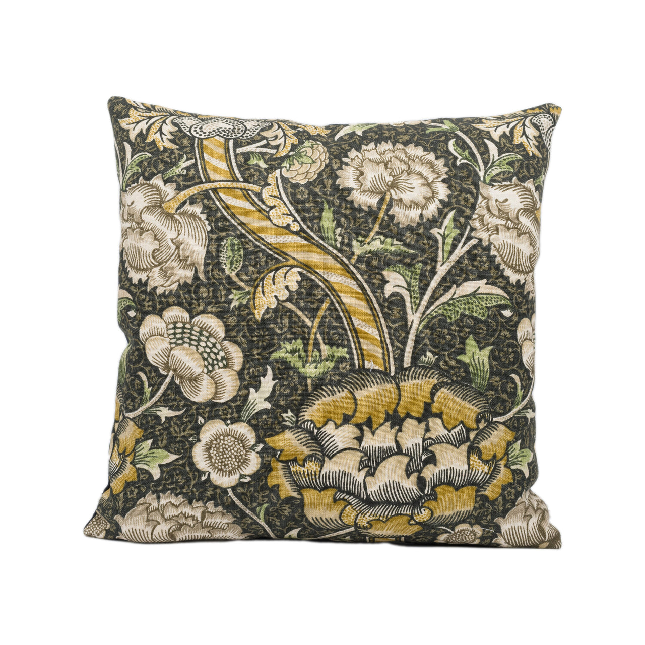 William Morris - Wandle - Charcoal / Mustard - Contrast Piped Cushion Cover Throw Pillow Designer Home Décor