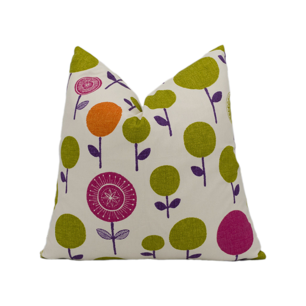 Scion - Lollipop Flower - Neutral / Olive / Plum / Tangerine / Fuchsia - Handmade Cushion Cover Throw Pillow Home Décor