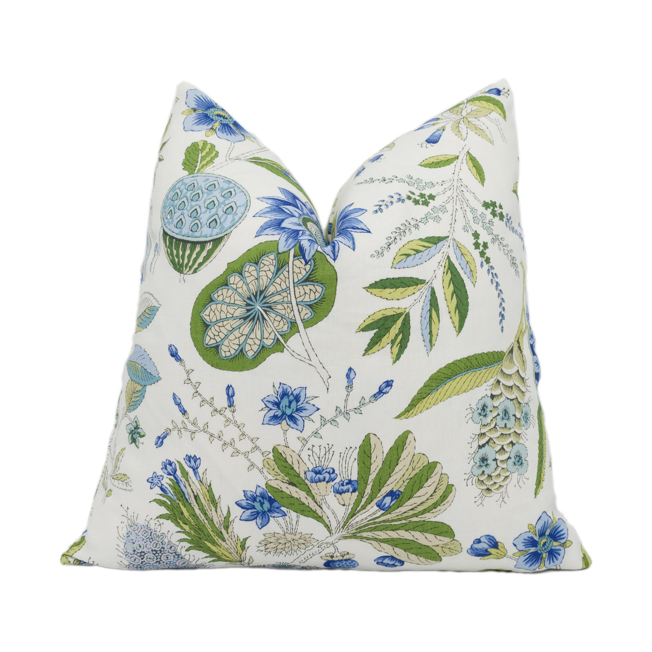 Schumacher - Roca Redonda - Blue & Ivory - Fresh Floral Chic Designer Cushion Cover - Handmade Throw Pillow - Luxury Home Decor