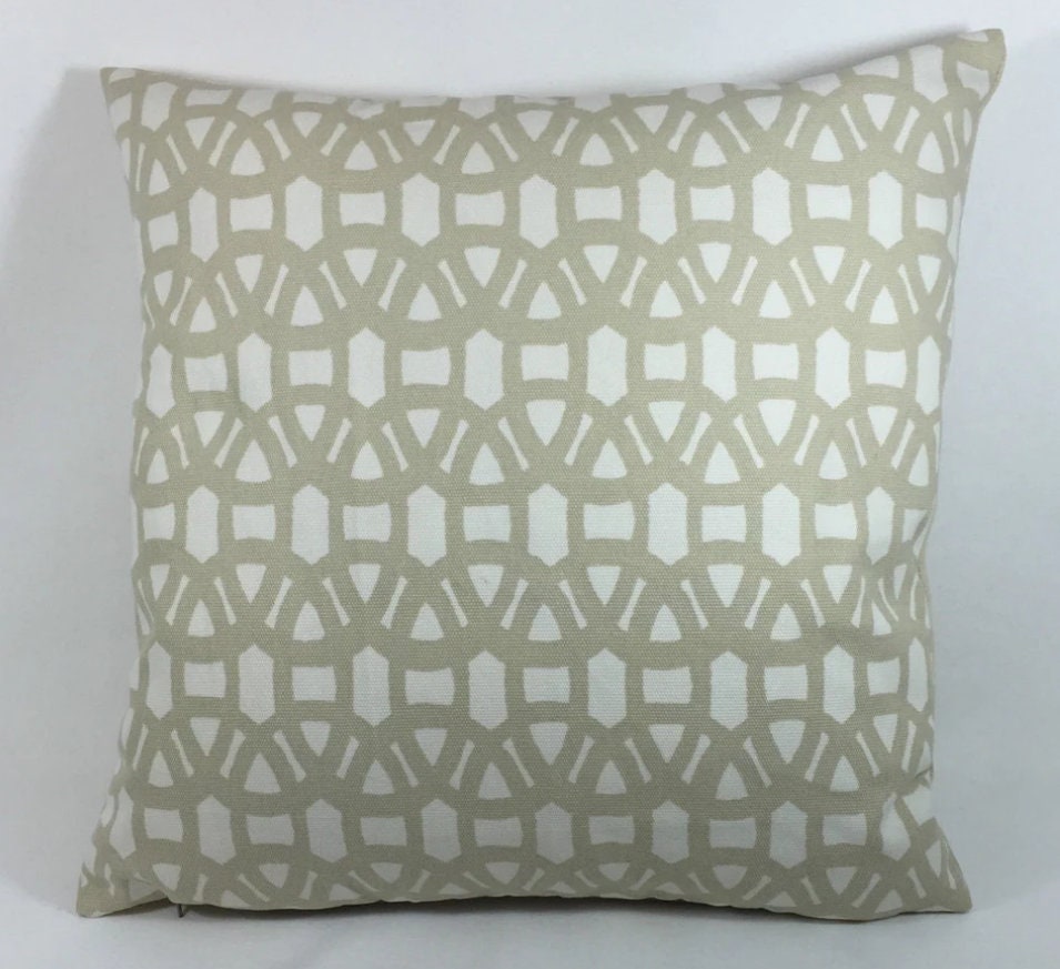 Scion - Lace - Chalk / Hessian - Symmetrical Interlocking Geometric Cushion Cover - Handmade Throw Pillow Designer Home Decor