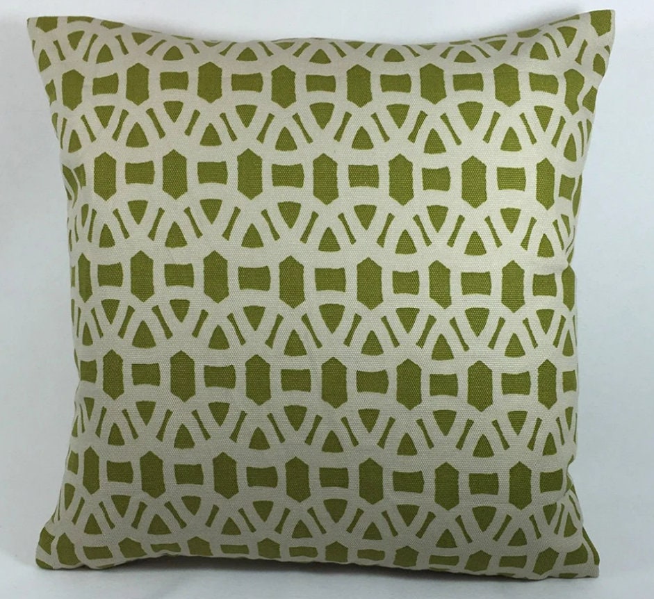 Scion - Lace - Olive / Neutral - Symmetrical Interlocking Geometric Cushion Cover - Handmade Throw Pillow Designer Home Decor