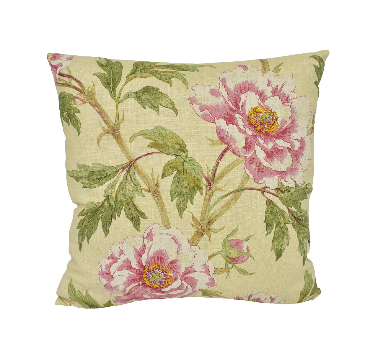 Colefax and Fowler - Tree Peony - Pink / Green - Traditional Chinese Floral Designer Cushion Cover - Handmade Throw Pillow Luxury Home Decor