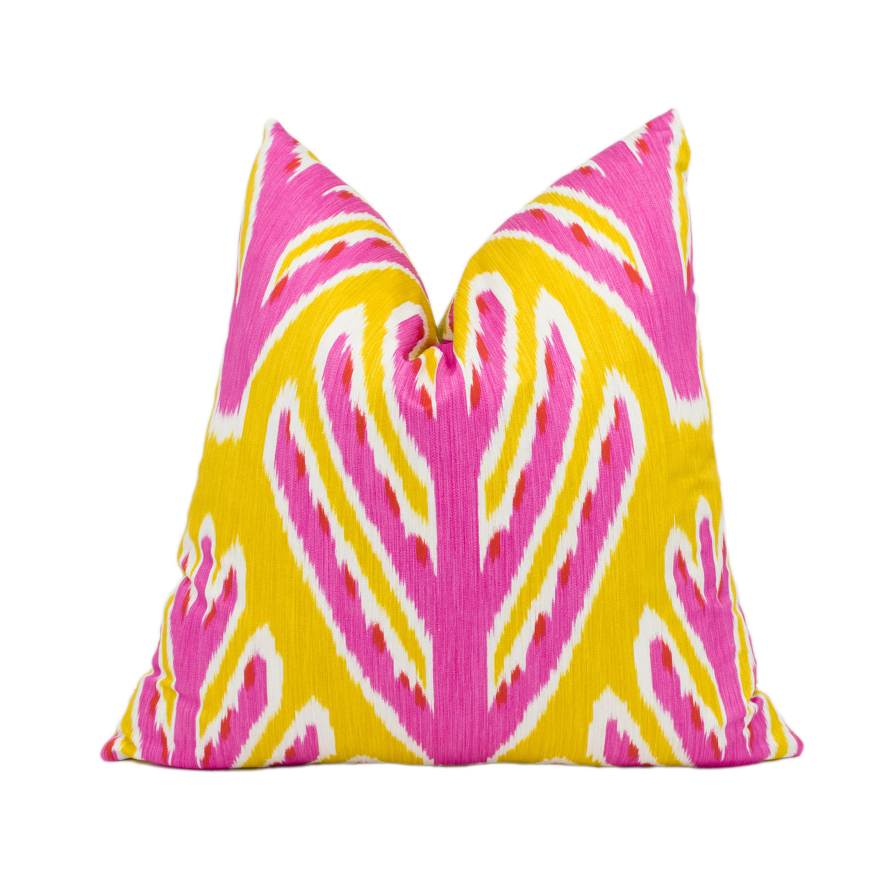 Schumacher - Bodhi Tree - Yellow & Pink - Rich Colourful Uzbek Ikat Designer Cushion Cover - Handmade Throw Pillow Designer Home Decor