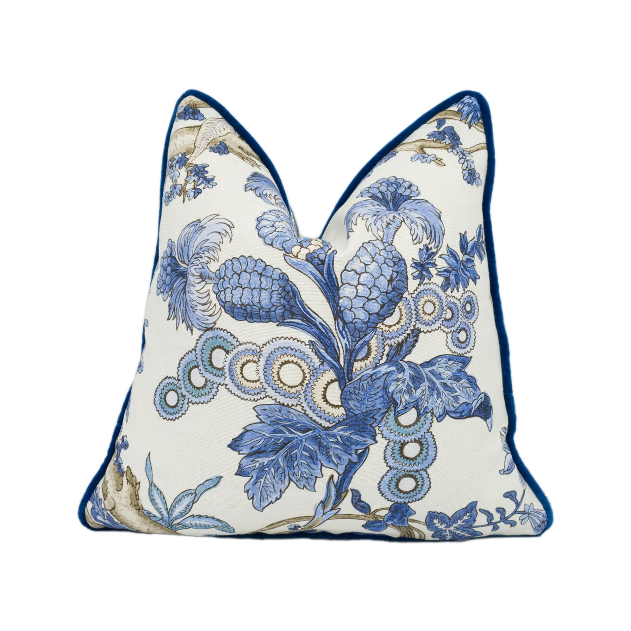 Thibaut - Chatelain - Blue and White  - Stunning Contrast Piped  Cushion Cover Handmade Throw Pillow Designer Home Décor