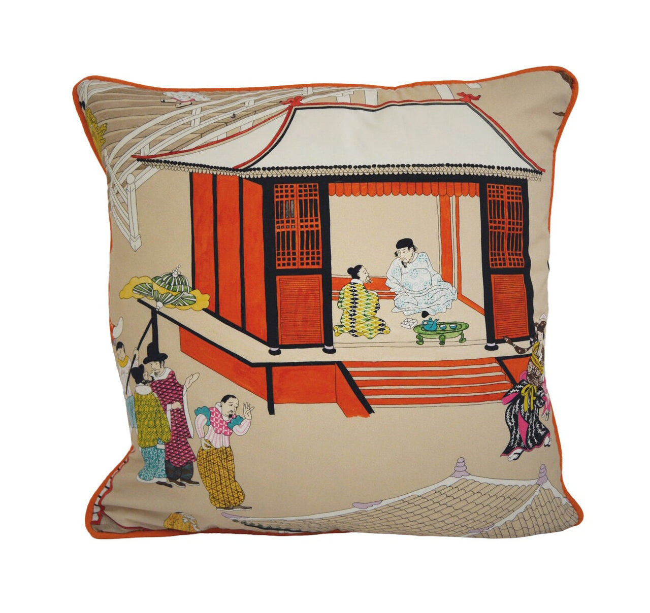 Manuel Canovas - Madame Butterfly - Rouge de Chine - Japanese Inspired Designer Cushion Cover - Handmade Throw Pillow Home Decor