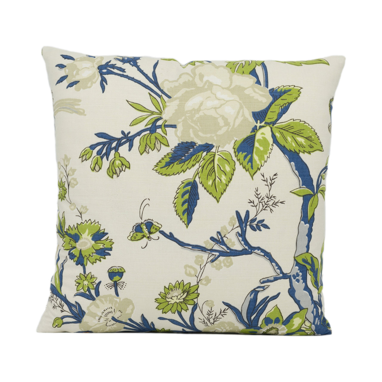 Thibaut - Nemour - Navy and Cream - Bold Colourful Floral Cushion Cover Handmade Throw Pillow Designer Home Décor