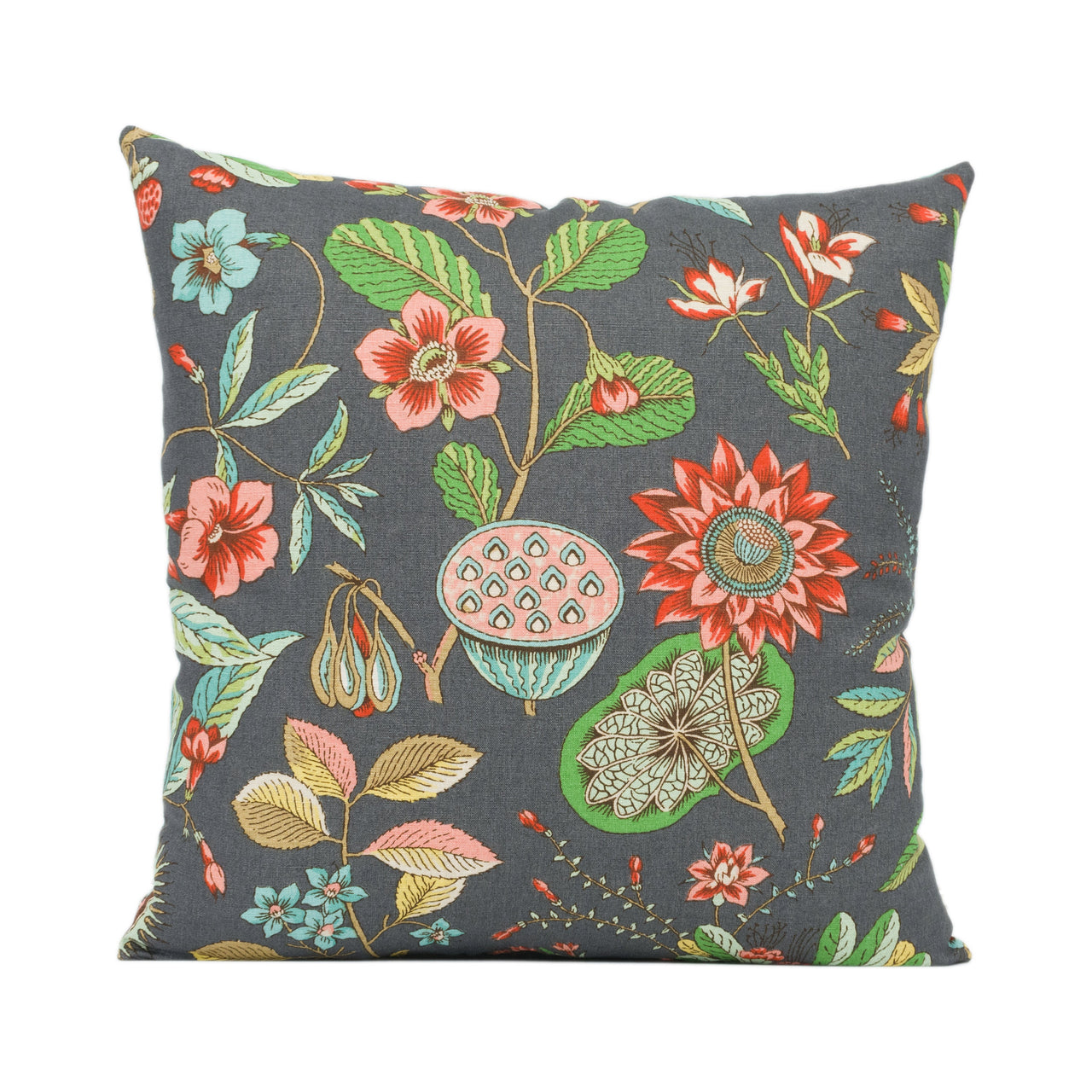 Schumacher - Roca Redonda - Carbon & Multi - Warm Floral Chic Designer Cushion Cover - Handmade Throw Pillow - Luxury Home Decor