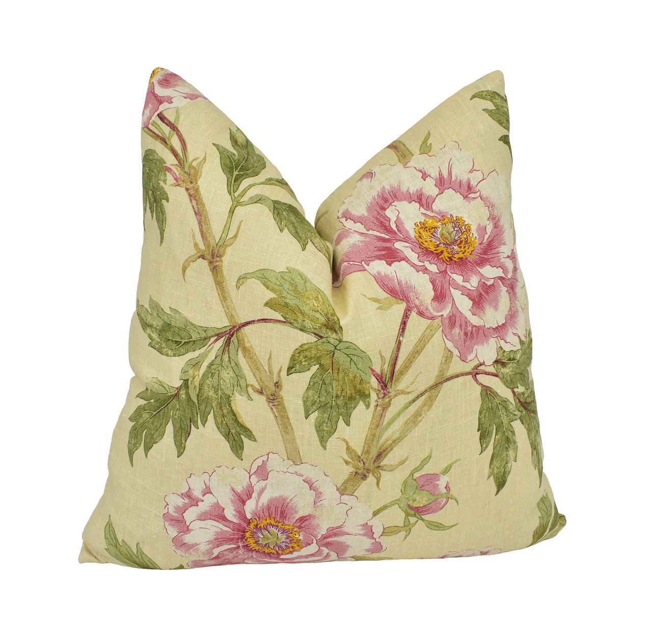 Colefax and Fowler - Tree Peony - Pink / Green - Traditional Chinese Floral Designer Cushion Cover - Handmade Throw Pillow Luxury Home Decor