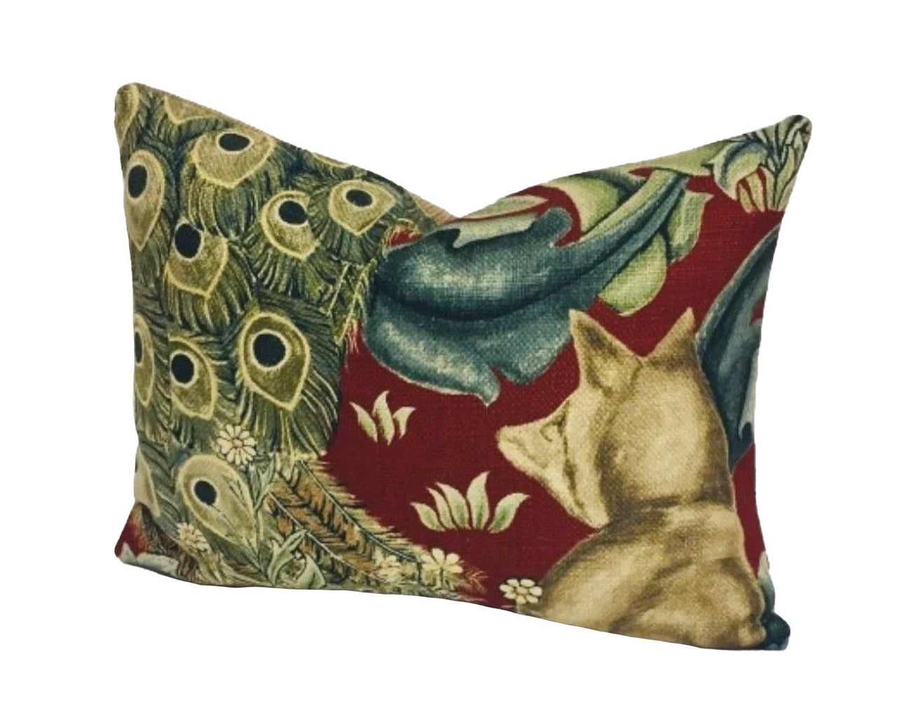 William Morris - Forest - Red Linen - Cushion Cover Throw Pillow Designer Home Decor