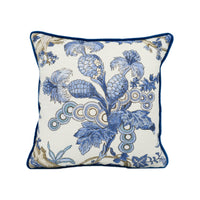 Thumbnail for Thibaut - Chatelain - Blue and White  - Stunning Contrast Piped  Cushion Cover Handmade Throw Pillow Designer Home Décor