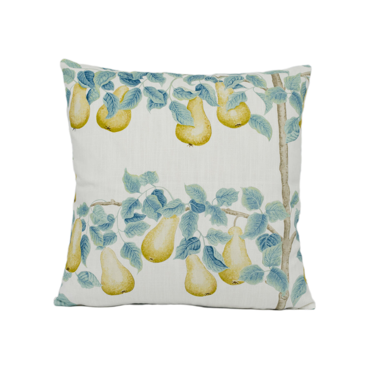 Sanderson - Perry Pears - Gold / Aqua - Stunning National Trust Fruit Orchard Cushion Cover Handmade Throw Pillow Designer Home Décor