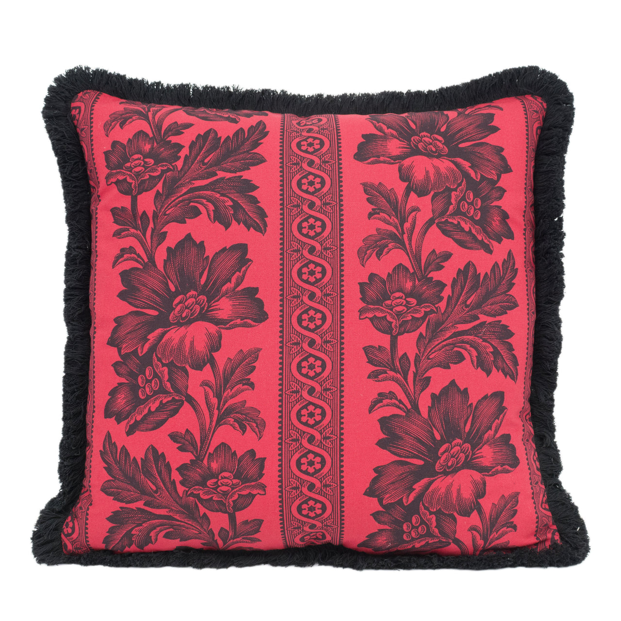 Ralph Lauren - Gwinnett Toile - Antique Red Floral - Luxury Plush Fringe Cushion Cover - Handmade Throw Pillow Designer Home Décor