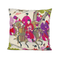 Thumbnail for Manuel Canovas - Les Cavaliers Lin - Rose Indien - Bright Chinese Inspired Designer Cushion Cover - Handmade Throw Pillow Home Decor