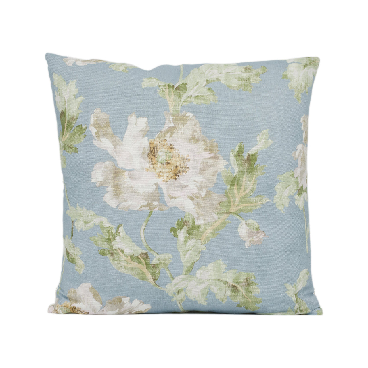 Colefax and Fowler - Meriden - Blue - Romantic Poppy Bloom Designer Cushion Cover - Handmade Throw Pillow - Luxury Home Decor