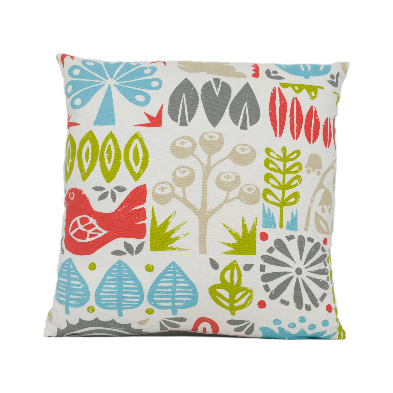 Scion - Woodland - Chalk / Leaf / Aqua / Pimento - Funky Retro Inspired Nature Cushion Cover - Handmade Throw Pillow Designer Home Décor