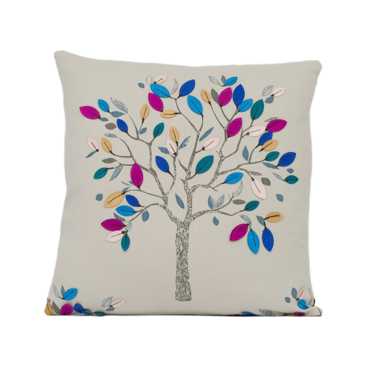 Voyage - Rinjani - Winter - Colourful Applique Tree Cushion Cover - Handmade Throw Pillow Designer Home Décor