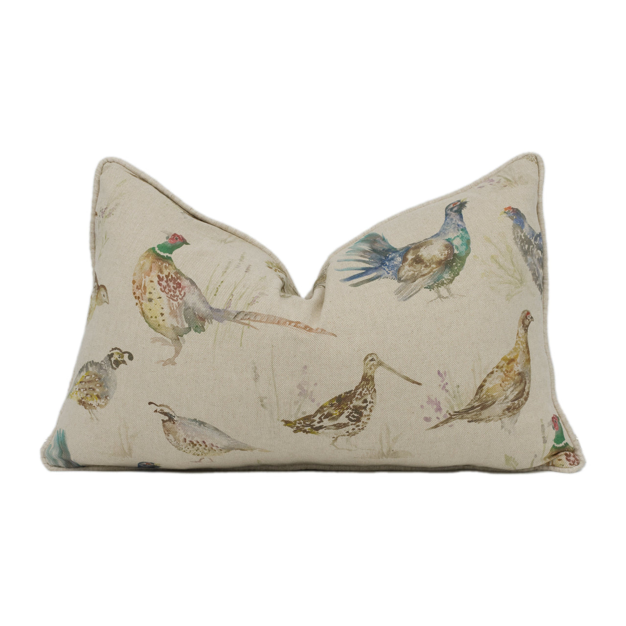 Voyage - Gamebirds Mini - Linen - Beautiful Countryside Birds Cushion Cover - Handmade Throw Pillow Designer Home Decor