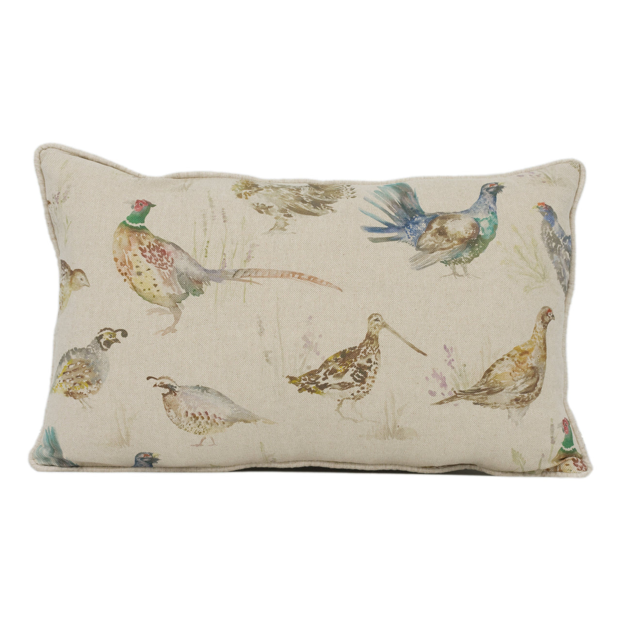 Voyage - Gamebirds Mini - Linen - Beautiful Countryside Birds Cushion Cover - Handmade Throw Pillow Designer Home Decor