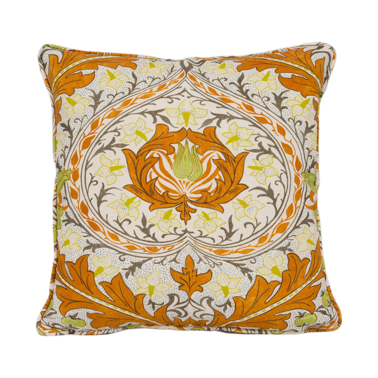 William Morris - Ben Pentreath - Merton - Burnt Orange / Chartreuse - Bright Cushion Cover - Handmade Throw Pillow Designer Home Décor