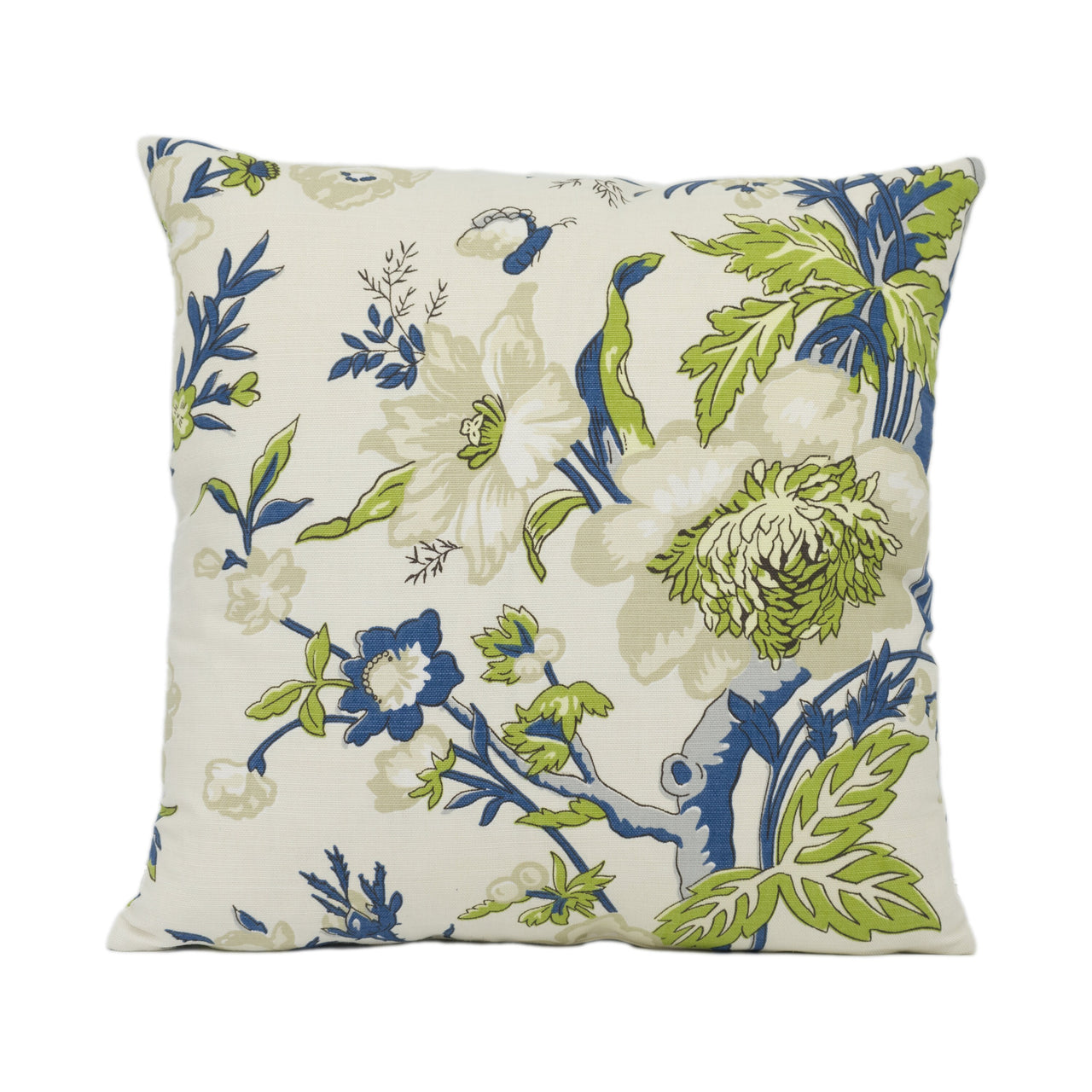 Thibaut - Nemour - Navy and Cream - Bold Colourful Floral Cushion Cover Handmade Throw Pillow Designer Home Décor