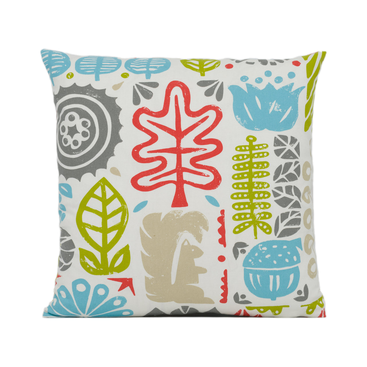 Scion - Woodland - Chalk / Leaf / Aqua / Pimento - Funky Retro Inspired Nature Cushion Cover - Handmade Throw Pillow Designer Home Décor