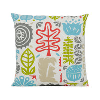 Thumbnail for Scion - Woodland - Chalk / Leaf / Aqua / Pimento - Funky Retro Inspired Nature Cushion Cover - Handmade Throw Pillow Designer Home Décor