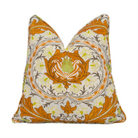 Thumbnail for William Morris - Ben Pentreath - Merton - Burnt Orange / Chartreuse - Bright Cushion Cover - Handmade Throw Pillow Designer Home Décor