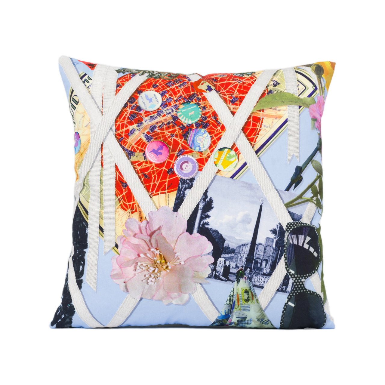 Designers Guild - Christian Lacroix - Souvenir - Ciel - Eclectic Holiday Pin Board Cushion Cover - Handmade Throw Pillow Designer Home Décor