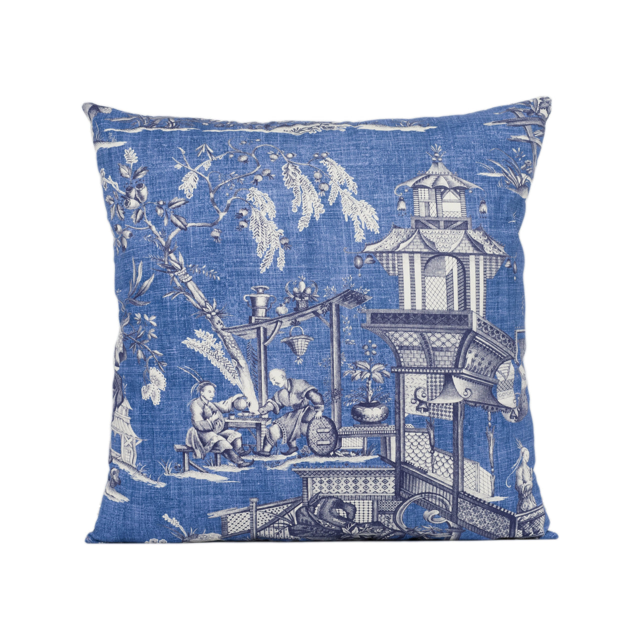 Thibaut - Cheng Toile - Navy - Sophisticated Modern Chinoiserie Cushion Cover - Designer Home Décor Handmade Throw Pillow