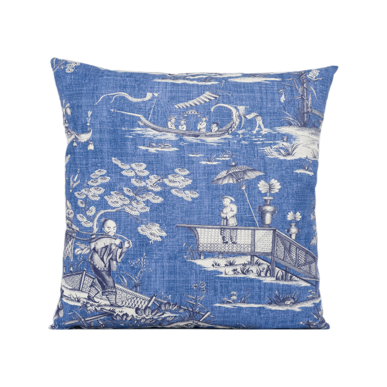 Thibaut - Cheng Toile - Navy - Sophisticated Modern Chinoiserie Cushion Cover - Designer Home Décor Handmade Throw Pillow