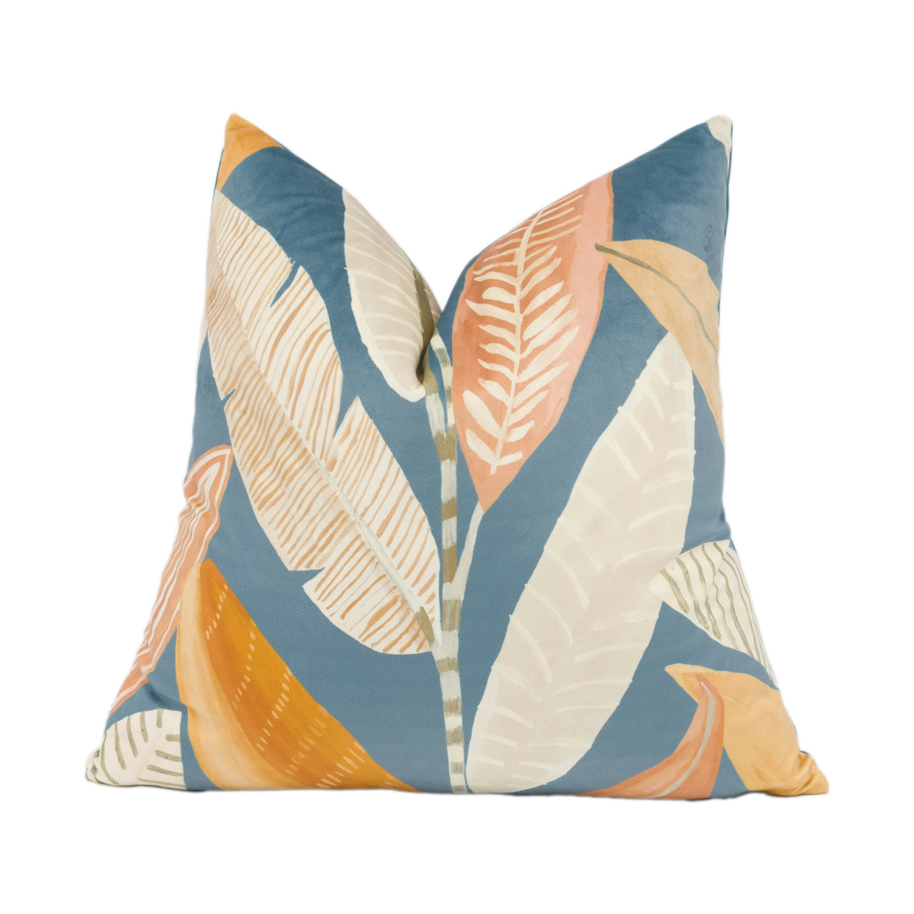 Scion - Hikkaduwa Velvet - Blue / Orange - Fun Bright Tropical Flora Cushion Cover - Throw Pillow Designer Home Décor