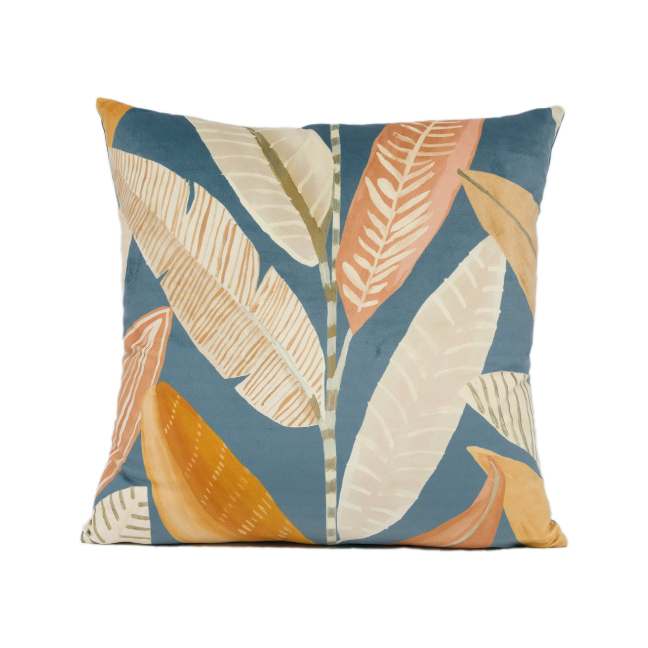 Scion - Hikkaduwa Velvet - Blue / Orange - Fun Bright Tropical Flora Cushion Cover - Throw Pillow Designer Home Décor