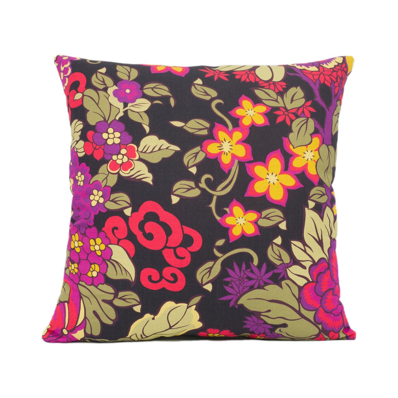 Liberty Art Fabrics - Garden - Black - Bold Colourful Floral Cushion Cover - Throw Pillow Designer Home Décor