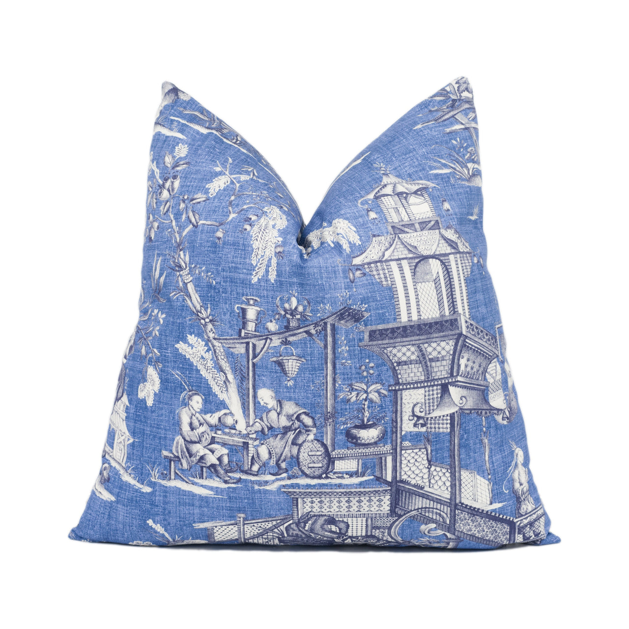 Thibaut - Cheng Toile - Navy - Sophisticated Modern Chinoiserie Cushion Cover - Designer Home Décor Handmade Throw Pillow