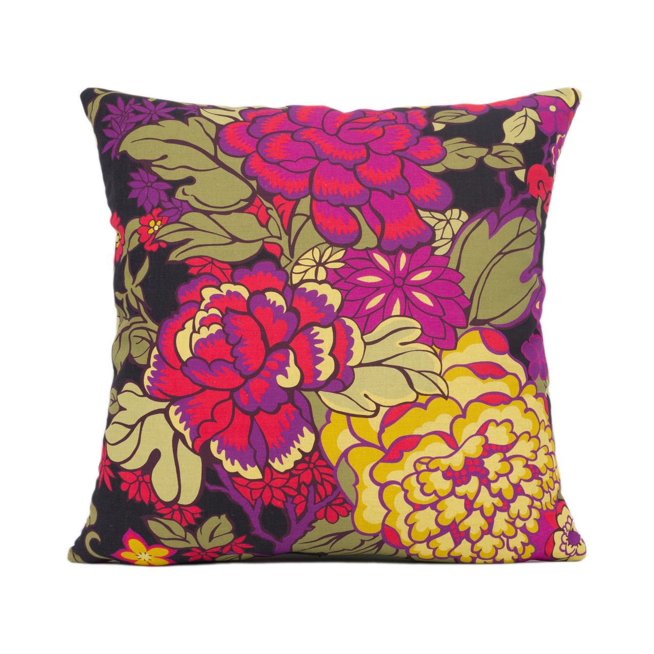 Liberty Art Fabrics - Garden - Black - Bold Colourful Floral Cushion Cover - Throw Pillow Designer Home Décor